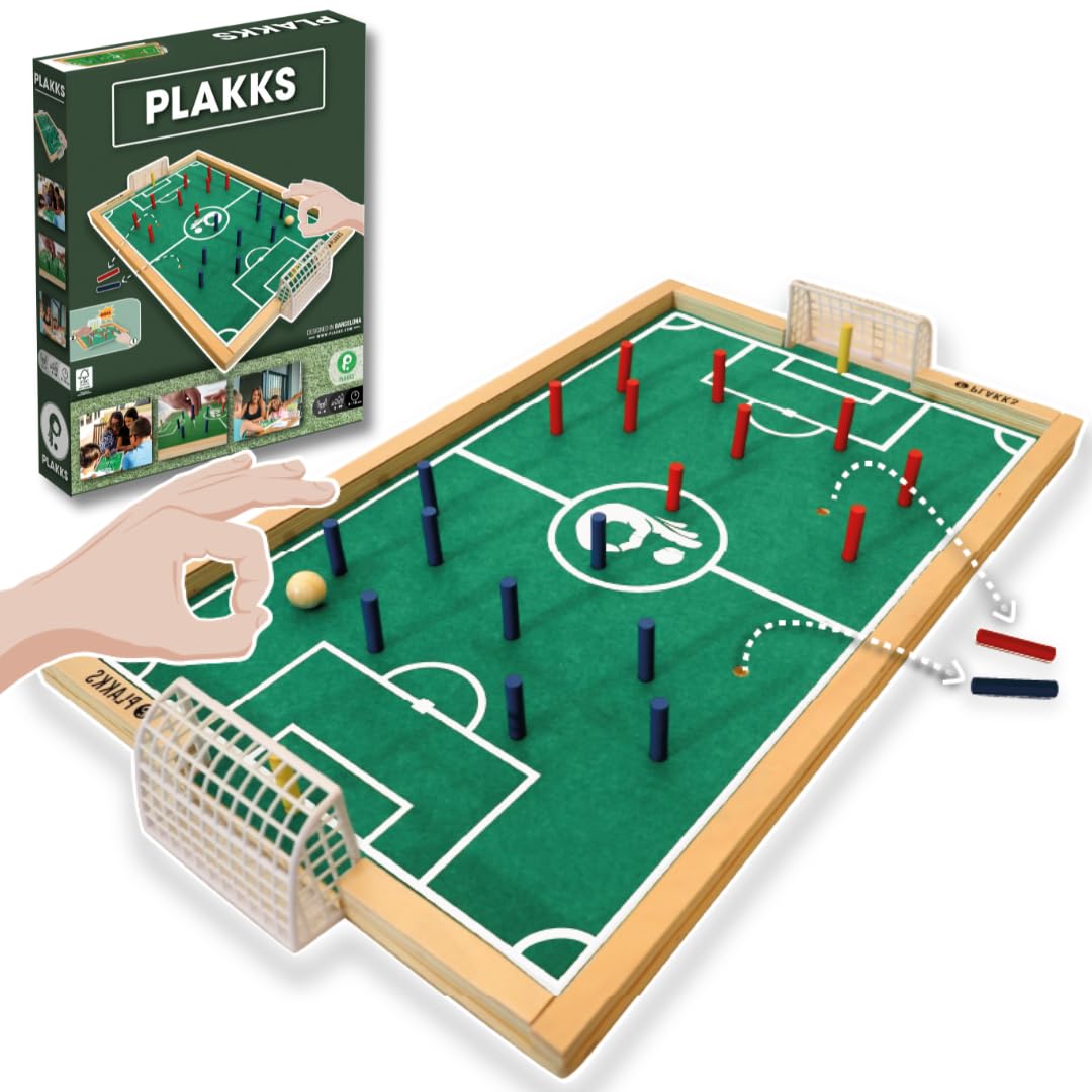 PLAKKS | Football Board Game | From 3 to 99 Years | 2 to 4 Players | for Children and Adults | Wooden Game | Flicking game | for the Whole Family | table football