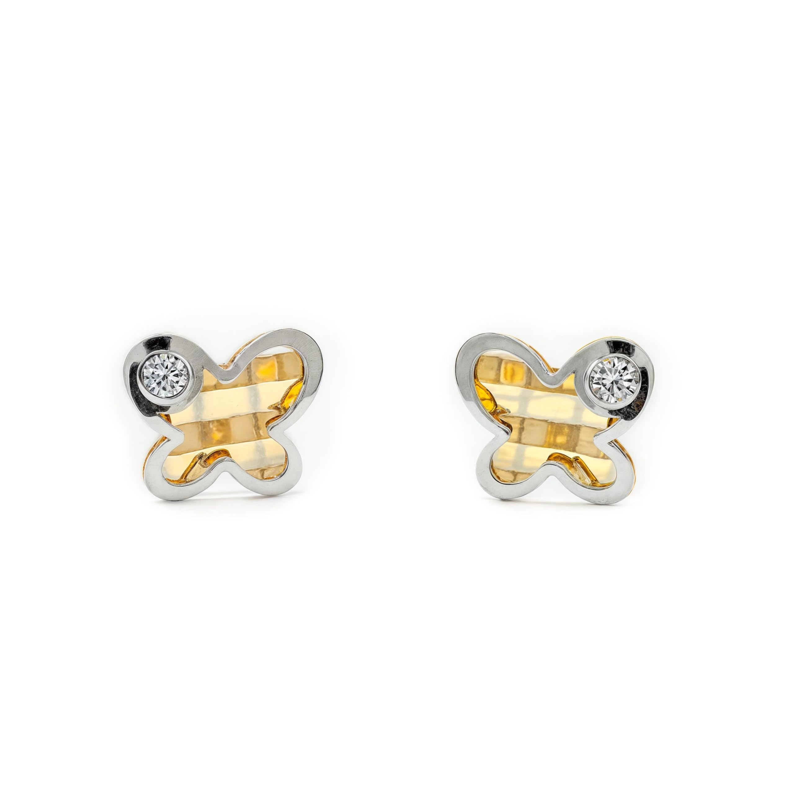 9ct 2 Colour Gold butterfly with zircon Children's Earrings