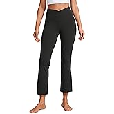 CRZ YOGA Womens Butterluxe Crossover Flare Capris Leggings 25.6" - High Waist V Cross Bootcut Lounge Casual Yoga Pants