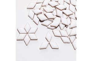ARTLIFE HOME 100g / 140 Pieces Diamond Glass Mosaic Tiles for Crafts 1.6x0.9 * 0.4cm Ceramic Colorful Stained Glass Pieces for Mosaic Projects (White)