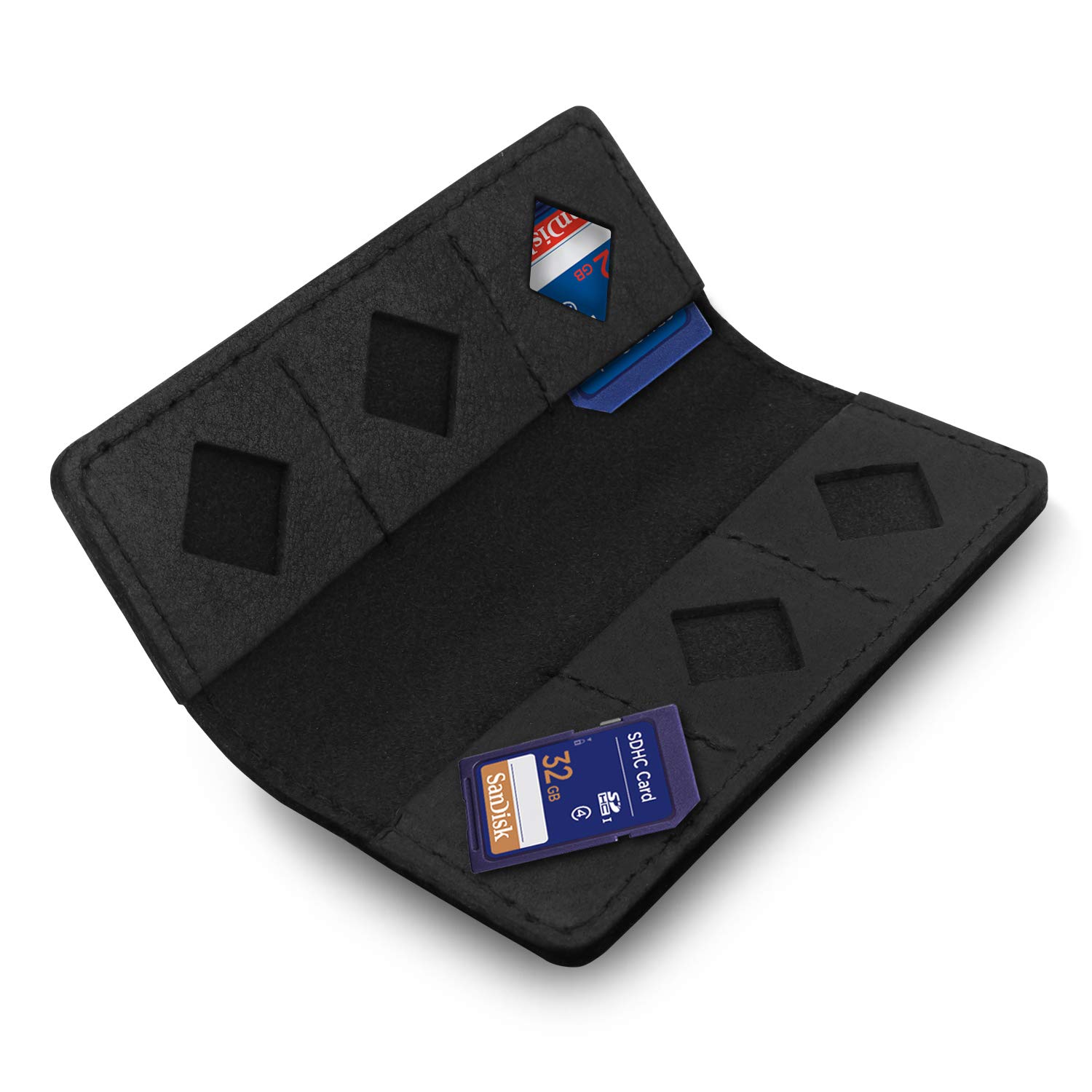 MegaGear Leather SD Card Holder - Black, One size