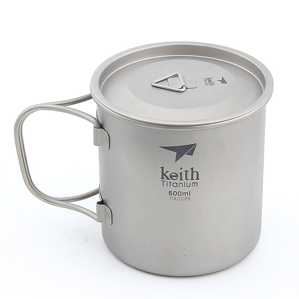 Keith 300ml/900ml Titanium Cup Outdoor Tableware Camping Travelling Foldable Handle Cup (500ml)