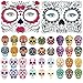 Day of the Dead Face Tattoos, Skeleton Tattoos Temporary, 6 Sheets Halloween Makeup Sugar Skull, Match Day of the Dead Costume, Glitter Red Roses Sugar Skull Tattoo Face, 36 Pcs, 6 Sheets