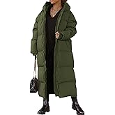 Flygo Womens Hooded Long Puffer Coat Winter Jackets Coats Warm Maxi Long Sleeve Zip Padded Down Cocoon Outerwear