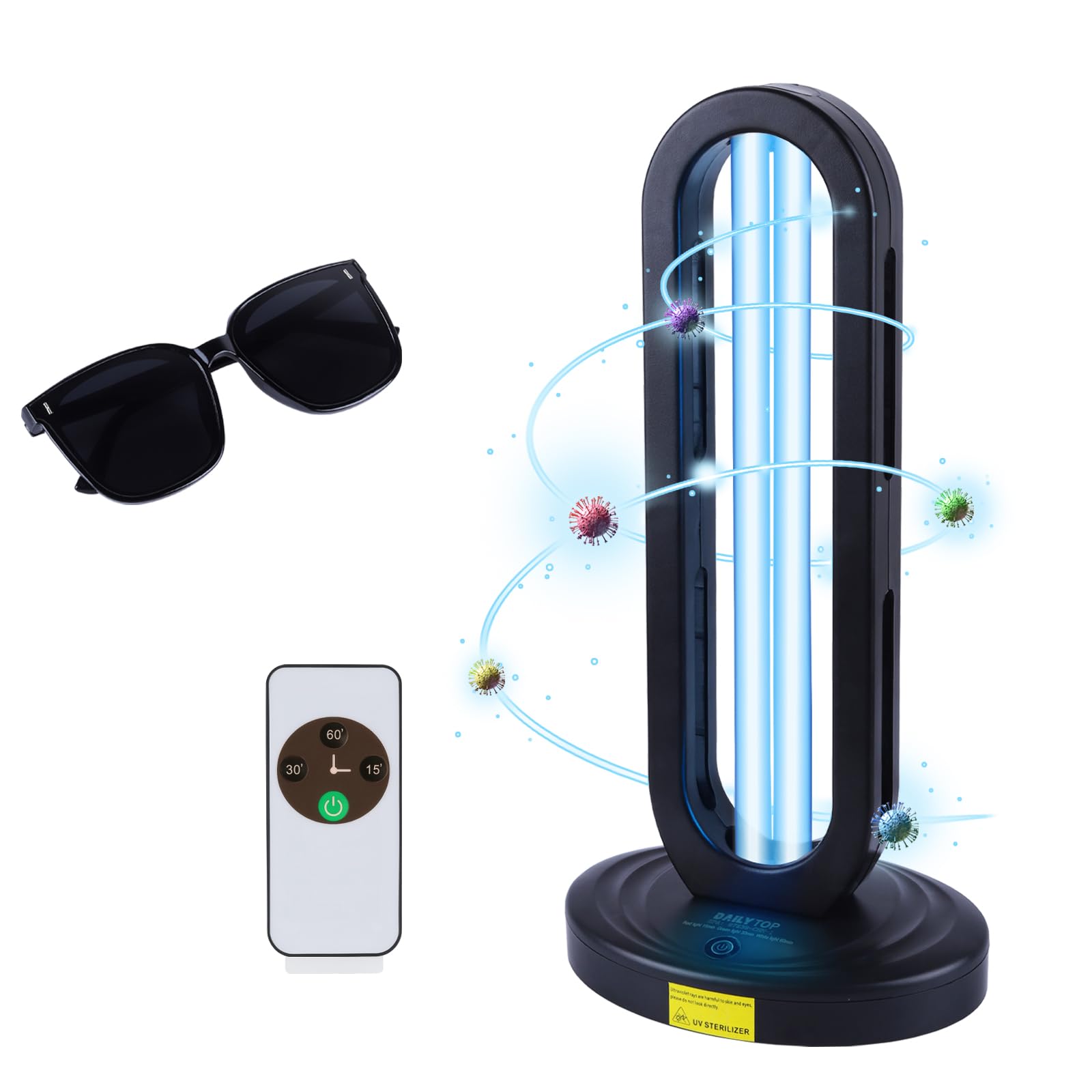 Photo 1 of Dailytop Home Disinfection Device, UV Light Sanitizer,UVC Light for Room,Ultraviolet Light with 3- Speed Timing and Remote Control,38W UV Lamp for Room