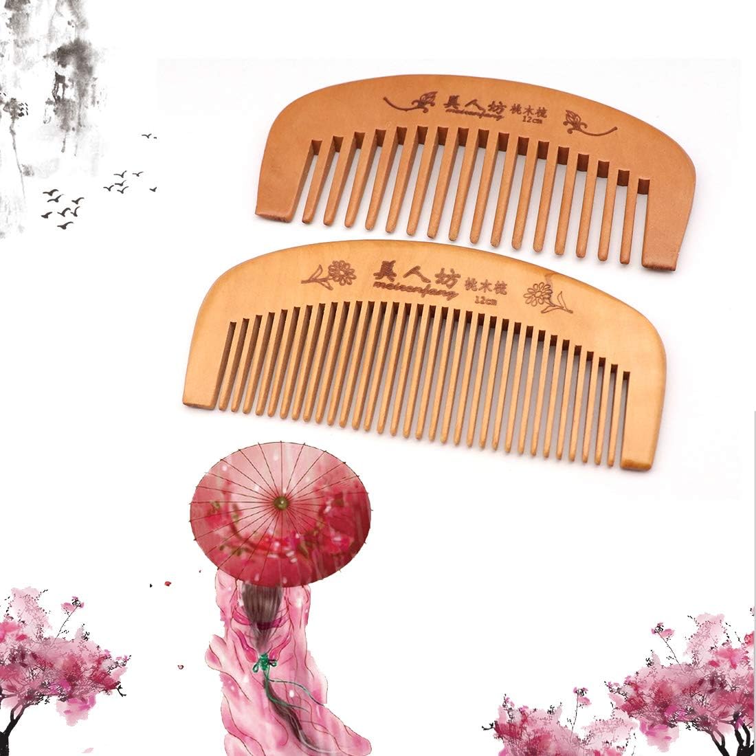 Handmade Wooden Hair Comb for Curly Wide Toothed Wooden Comb Anti Static and Barrier Free Hand Brushing Beard Hair Suitable for Women Male Static Natural Wood Sandalwood Comb (15cm) - Image 4
