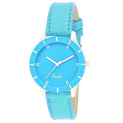 Bhakti Fashion 605 Sky Blue Attractive Leather Wrist Watch for Women