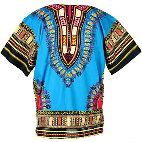African Dashiki Traditional Shirt Unisex Cotton One Size Fits Most Blue ad02s - Image 2