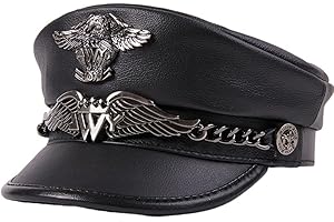 German Army Cap Leather Flat Military Style Peaked Hat Men's Cowhide Cap Classic Warm Army Military Hat