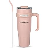 JONAIOO 40 oz Tumbler with Handle, 2-in-1 Straw and Sip Lid, Leakproof, Dishwasher Safe, Insulated Stainless Steel Travel Coffee Mug, Keeps Cold for 34 Hours, Fits in Car Cup Holder (Pink)