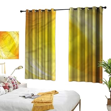 Amazon Com Blue Curtains Yellow Yellow Lines Ombre 54 X63
