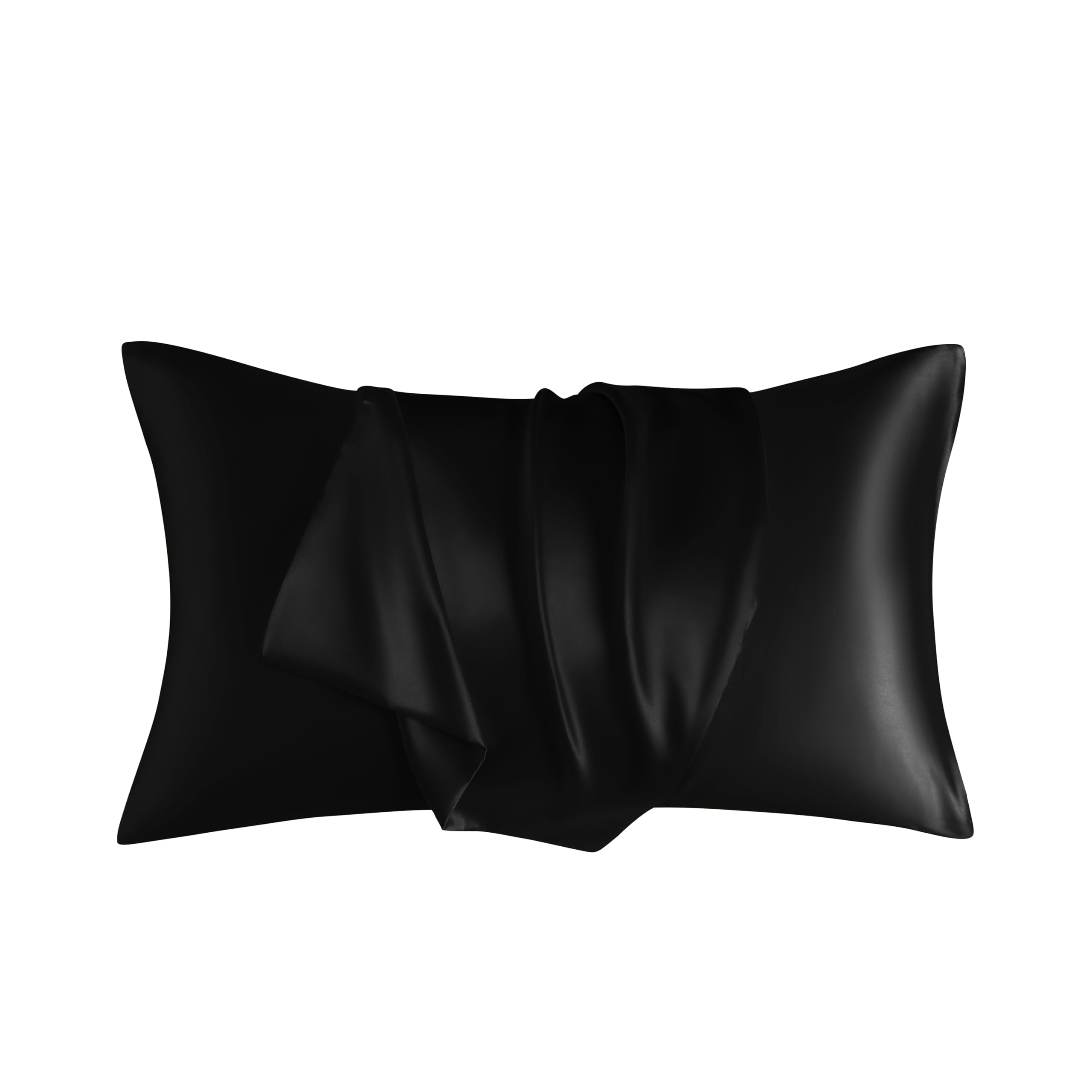 Tucusi 2 Pack Black Satin Pillowcases, 20"x 30" Standard Silky Pillowcase, Soft Pillow Covers, Satin Pillow Covers with Envelope Closure, Queen Size