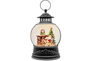 LLIBTYT Snow Globe Lighted Christmas Decorations, Spinning and Swirling Glitter Musical Snow Globe Halloween Decorations Indoor Gifts