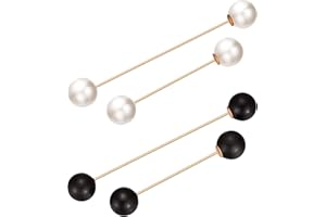 CHUANGDI 4 Pieces Sweater Shawl Clips Pearl Brooch Pins for Women Cardigan Sweater Clip Double Faux Pearl Brooches Vintage Shirts Pin for Clothes Women Girl Costume Accessory