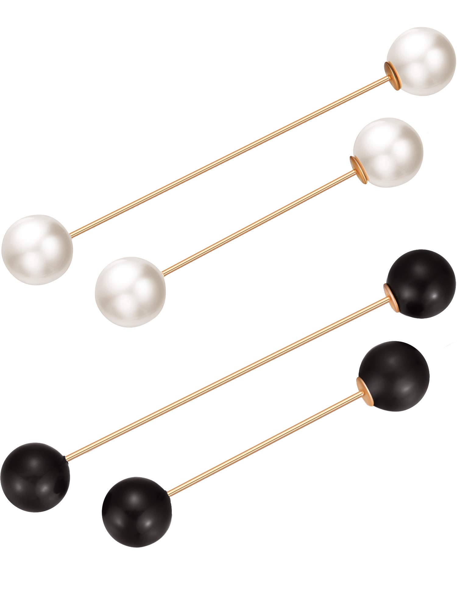 Photo 1 of 4 Pieces Sweater Shawl Clips Pearl Brooch Pins for Women Cardigan Sweater Clip Double Faux Pearl Brooches Vintage Shirts Pin for Clothes Women Girl Costume Accessory
