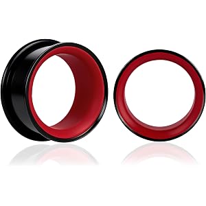Maxbott 2 Pcs Single Flare Ear Gauges Round Stainless Steel Outer Ring with Round PLA Inner Plug (0G/8mm to 5/8"/16mm) Hypoal