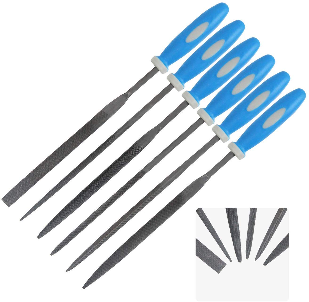 KALIM Mini Needle File Set, Hardened Alloy Strength Steel,Secure Grip, Includes Flat, Flat Warding, Square, Triangular, Round, and Half-Round File.