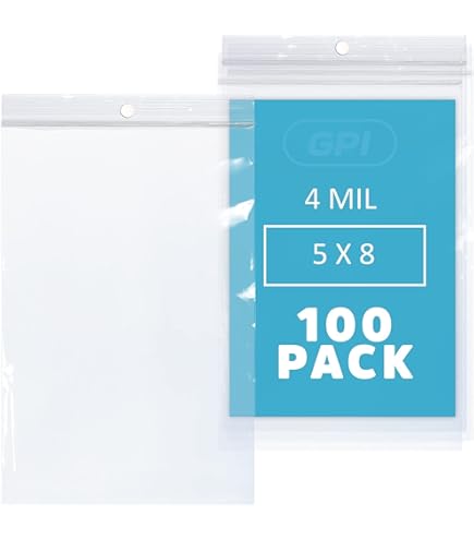 GPI - 100 Bolsas Con Cremallera De 5 X 10 Pulgadas, Resistentes De 4 Mil De Grosor, Bolsas De Polietileno Transparentes Con Cierre Resellable Con Cierre Superior Para Almacenamiento Y Embalaje