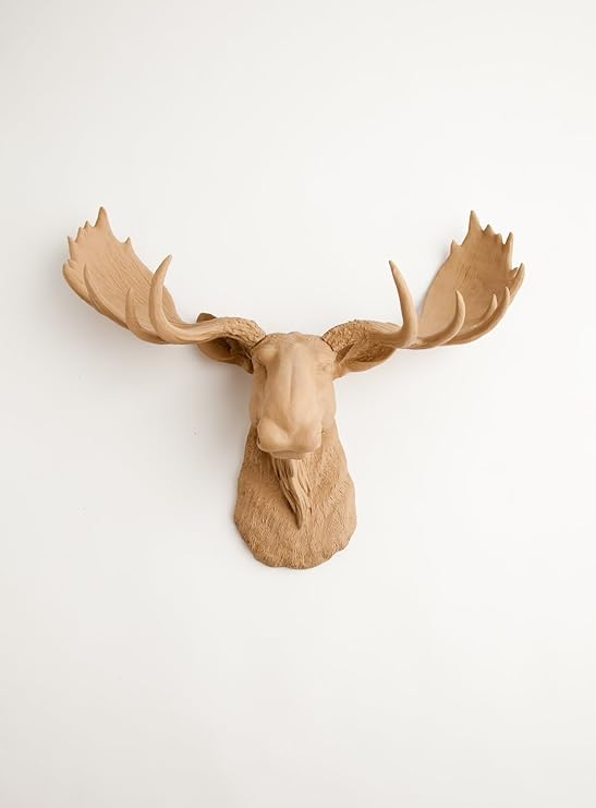 White Faux Taxidermy Faux Moose Head Wall