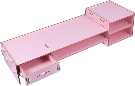 Amazon Co Jp Hakka 引き出し付きモニターライザースタンドテレビ画面 コンピューターモニターマウントスタンドメッシュデスクオーガナイザーピンク ホーム キッチン