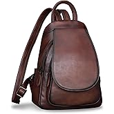 IVTG Genuine Leather Backpack for Women Shoulder Bag Fashion Designer Back Bag Classical Rucksack Casual Daypack (Coffee)