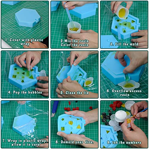 DND Dice Mold Silicone 7 Standard Polyhedral Sharp Edge Dice Slab Mould