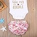 3 Pcs Newborn Baby Girls Romper Bodysuit + Bow-knot Floral Bloomer + Headband Outfits Set(0-3M, White With Shorts)