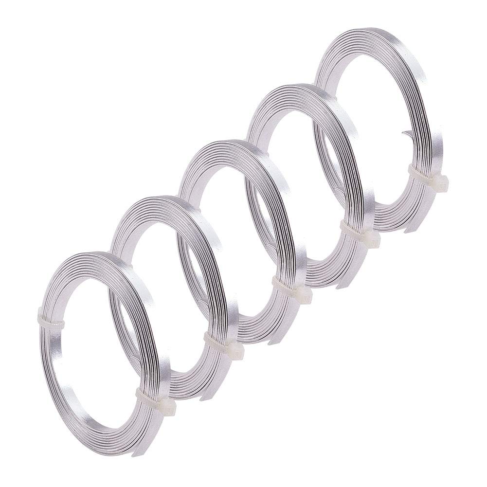 Airssory 5 Rolls Aluminum Wire Wide Flat Plain Bezel Wire Bar Strip Trimming for DIY Crafts Making Accessories - 3mm; 2m/6.6FT per Roll, 10m/32.8FT in Total