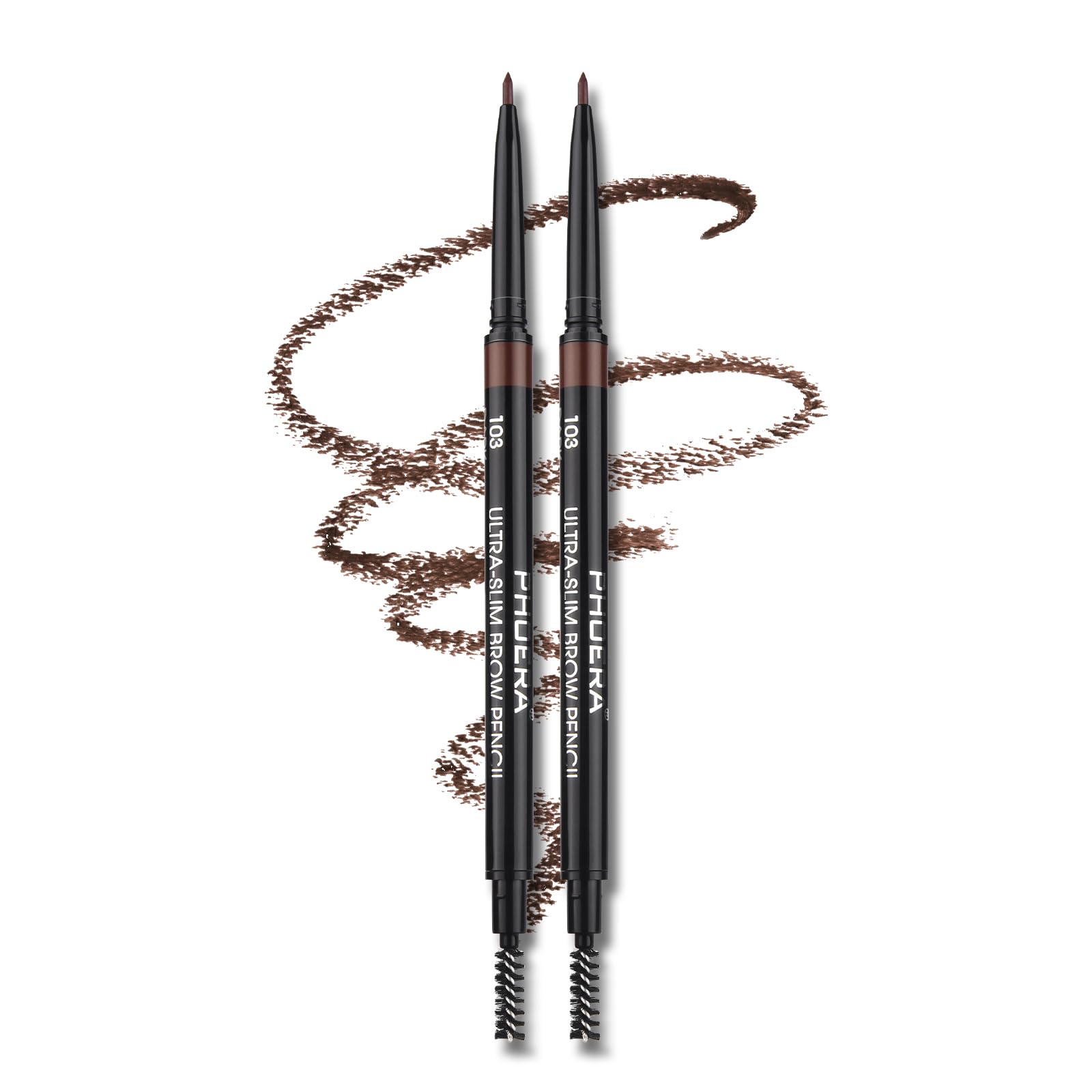 Anglicolor PHOERA 2PCS Eyebrow Pencil with Brush,Ultra-Slim Eyebrow Pencil with Brow Brush,Precise,Natural-Looking Brows,Long Lasting Drawing Eye Brow 0.16g (2PC103)
