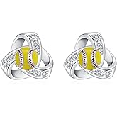 Baseball/Softball/Soccer/Pickleball Earrings 925 Sterling Silver Sport Stud Earrings Sport Jewelry Gifts for Women Lover Player