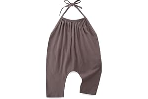 HIKIDO Toddler Girls Summer Clothes Backless Strap Slouch Jumpsuit Harem Halter Romper Pants 1T~5T