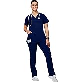 uniformsworld Alyssa Scrubs Set for Women — Classic fit Top & Straight Pants, Elastic Waistband, 7 Pockets, Anti-Wrinkle