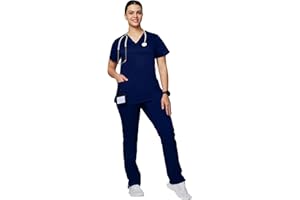 UNIFORMSWORLD Uniforms World Alyssa Scrubs Set for Women — Classic fit Top & Straight Pants, Elastic Waistband, 7 Pockets, Anti-Wrinkle