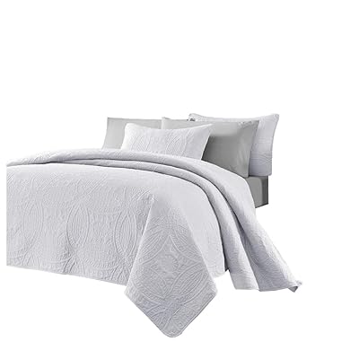 Chezmoi Collection Austin 3-Piece Oversized Bedspread, Queen, White