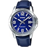 Casio MTP-V004L-2B Men's Standard Blue Leather Band Blue Dial Date Watch