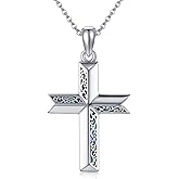 HBLICY Cross Necklace S925 Sterling Silver Filigree/Orthodox/Jesus/Faith/Mustard Seed Cross Pendant Necklace Christian Jewelry for Men Women