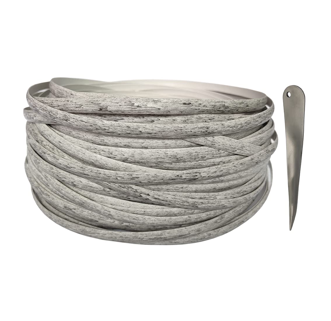 Feyart 25m/82ft 8.5mm All Weather Rattan + Weaving Tool, Repair Kit for Rattan Garden Furniture Set Table Chair Sofa, Mottled Grey