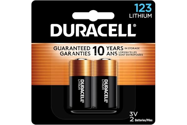 Duracell CR123A 3V Lithium Battery, 2 Count (Pack of 1), 3 Volt High Power for Home Safety, Security Devices, Flashlights, Sm