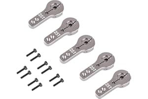 FLASH HOBBY 5 Pack 25T Aluminum Servo Horns M3 Threads Metal Steering Rocker Arm for 1/8 1/10 RC Car Truck Airplane Boat Robot Part