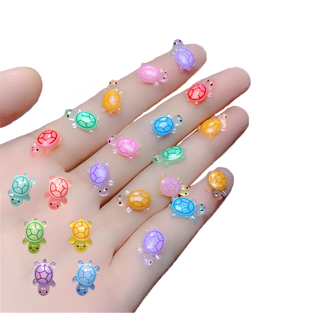 Photo 1 of 200 PCS Mini Resin Turtles Glow in the Dark, Tiny Sea Turtle Animals to Figures Small Plastic Ocean Animal for Fairy Garden? Micro Landscape Home Decor and Aquarium Decor