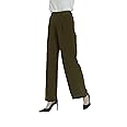 Tronjori Women High Waist Casual Straight Leg Long Business Work Suit Dress Pants Wide Leg Trousers Regular Waistband