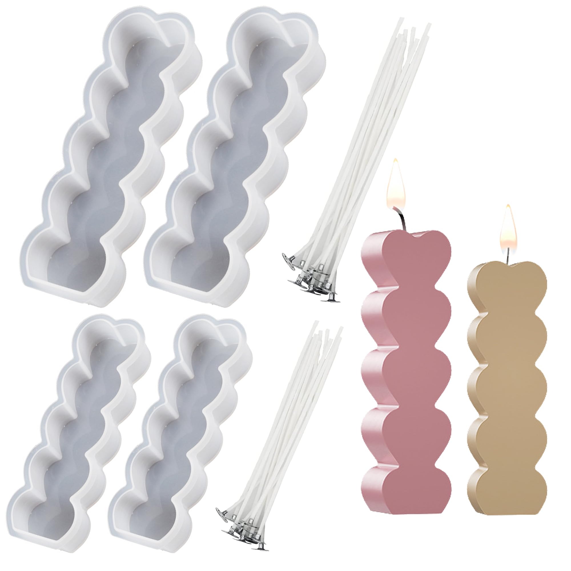 Silicone Resin Molds Candle Molds for Candle Making Attuslla, Heart-Shaped Candle Silicone Molds for DIY Crafts Handmade Home Decor (Style 1)