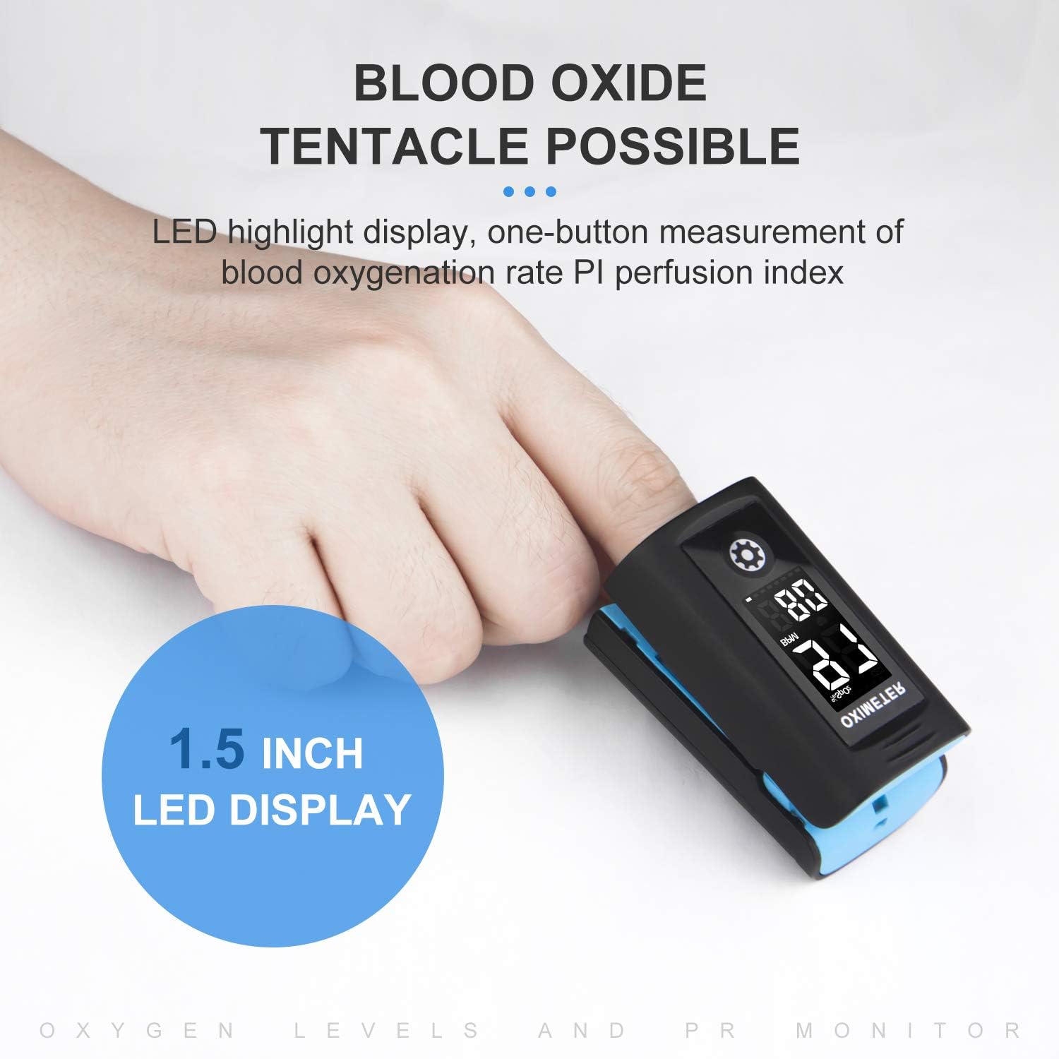 Oxygen Levels and PR Monitor LED Display Home Use Sleep Monitoring Data Record Without Battery Traveling Use Easy to Carry