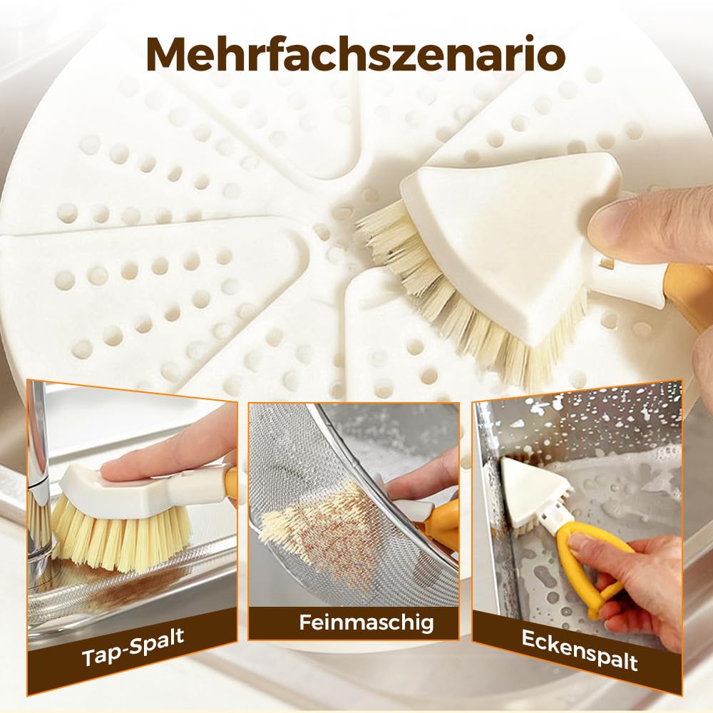 Dreiecksform Spülbürste, Spülbürste Badezimmerfugen, Hochwertiger Eckenreinigungsbürste Faltbar, Mehrzweck Bürste Reinigung Für Geschirr, Töpfe Und Arbeitsplatten, Robusten (1) 5