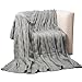 Battilo Grey Knitted Throw Blanket for Couch, Soft, Cozy Machine Washable Sofa Cable Knit Blankets, 50x60 Inch