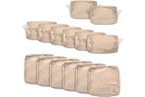 HYuMCCyhT Outdoor Cushion Covers Replacement Patio Cushion Covers for Outdoor Sectional Sofa for Wicker Rattan Patio Furniture Conversation Set with Zipper Fit (14, 25.6" Beige)