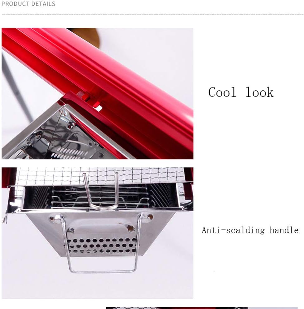 review ZJJ& Barbecue Grill Home Stainless Steel Grill Portable Folding BBQ Outdoor Charcoal Grill