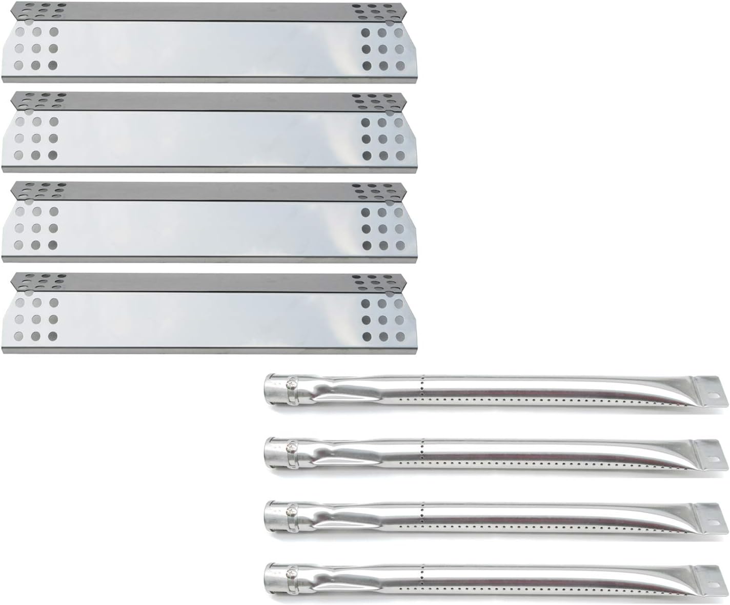 Direct Store Parts Kit DG143 Replacement Sunbeam,Nexgrill,Grill Master 720-0697 Gas Grill Burners,Heat Plates (Stainless Steel Burner + Stainless Steel Heat Plate)