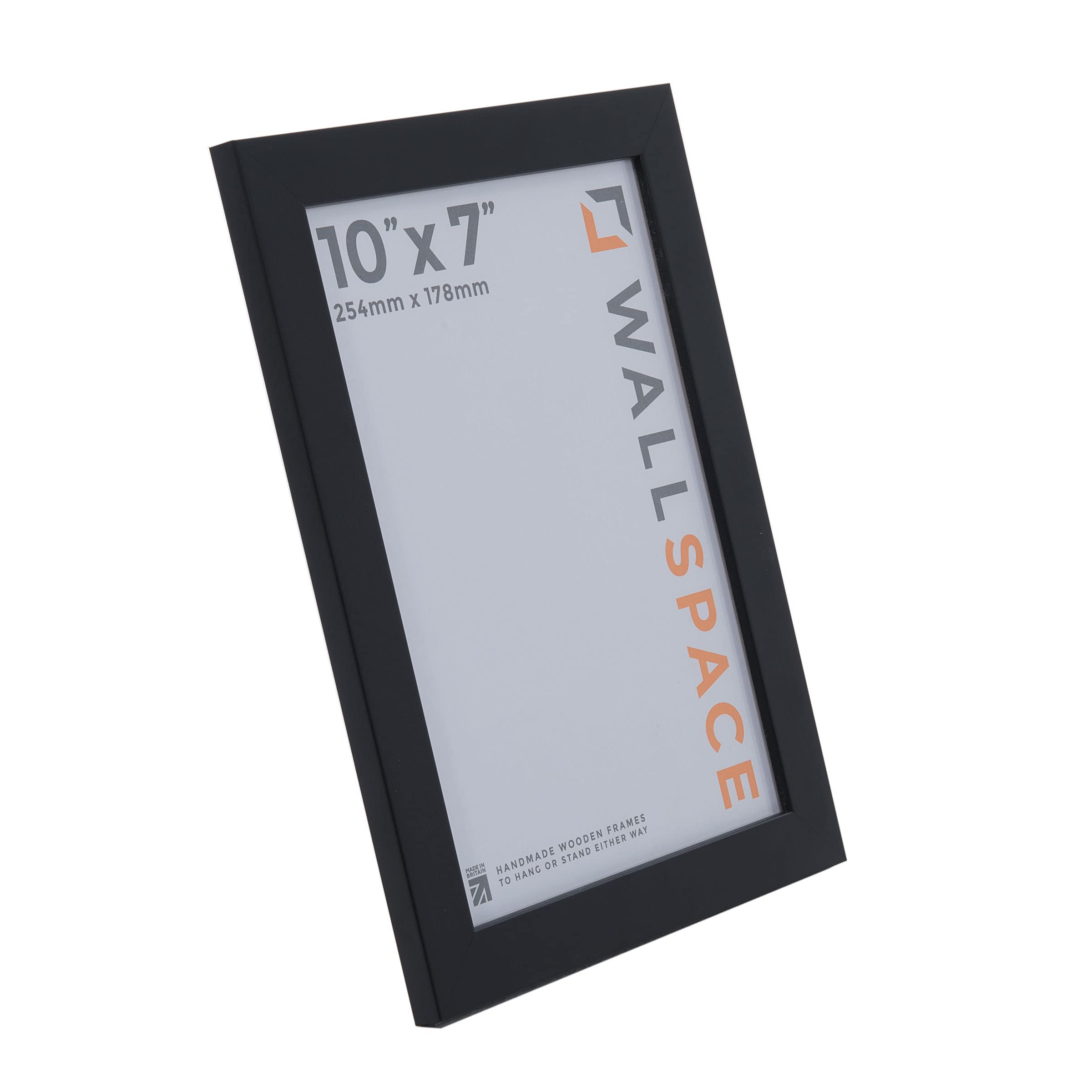Wall Space 10x7 Black Picture Frame | Black 7x10 Photo Frame | 10 x 7 inch | 254x178mm | 25.4x17.8cm | Solid Wood Wooden with Real Glass | Handmade in UK — image 1