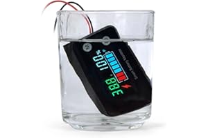 SUPNOVA IPX7 Waterproof Battery Monitor12v 24v 36v 48v 60v 72v,Car Motorcycle Golf cart Battery Meter Digital Battery Capacity Remaining Capacity Percentage Tester with Buzzer Alarm and Temperature